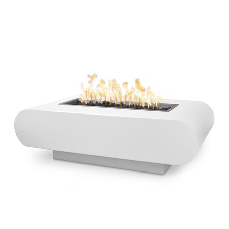 The Outdoor Plus 60 Rectangular La Jolla Fire Pit, Powder Coated Metal, White, Play Electronic Ignition, Liquid Propane OPT-LAJPC60EKIT-WHT-LP